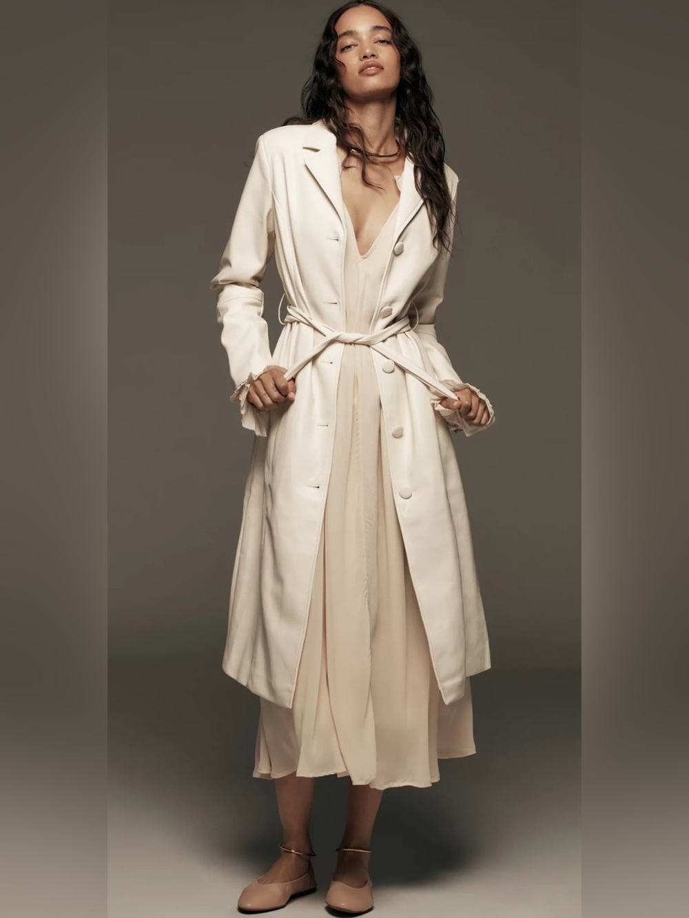 Avec Les Filles by Anthropologie Vegan Leather Belted Trench Coat Red Size S